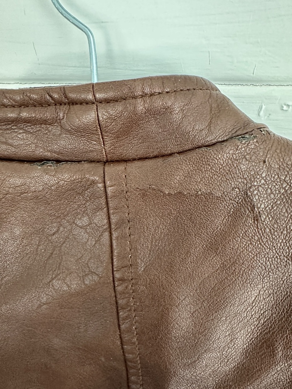 Zara Brown Faux Leather Bomber Jacket - Picture 4 of 7